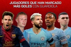 瓜迪奥拉麾下球员射手榜：梅西211球居首，哈兰德次席，斯特林第4